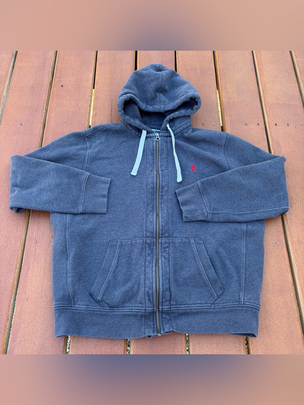 Polo by Ralph Lauren Gray Zip-Up Hoodie with Red Pony